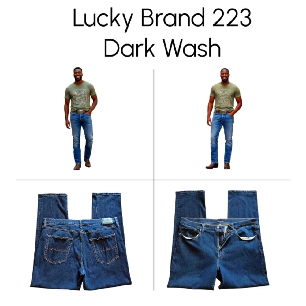 Men's Lucky Brand 223 Straight Leg Jeans Dark Wash $110 Retail EUC - Picture 8 of 8